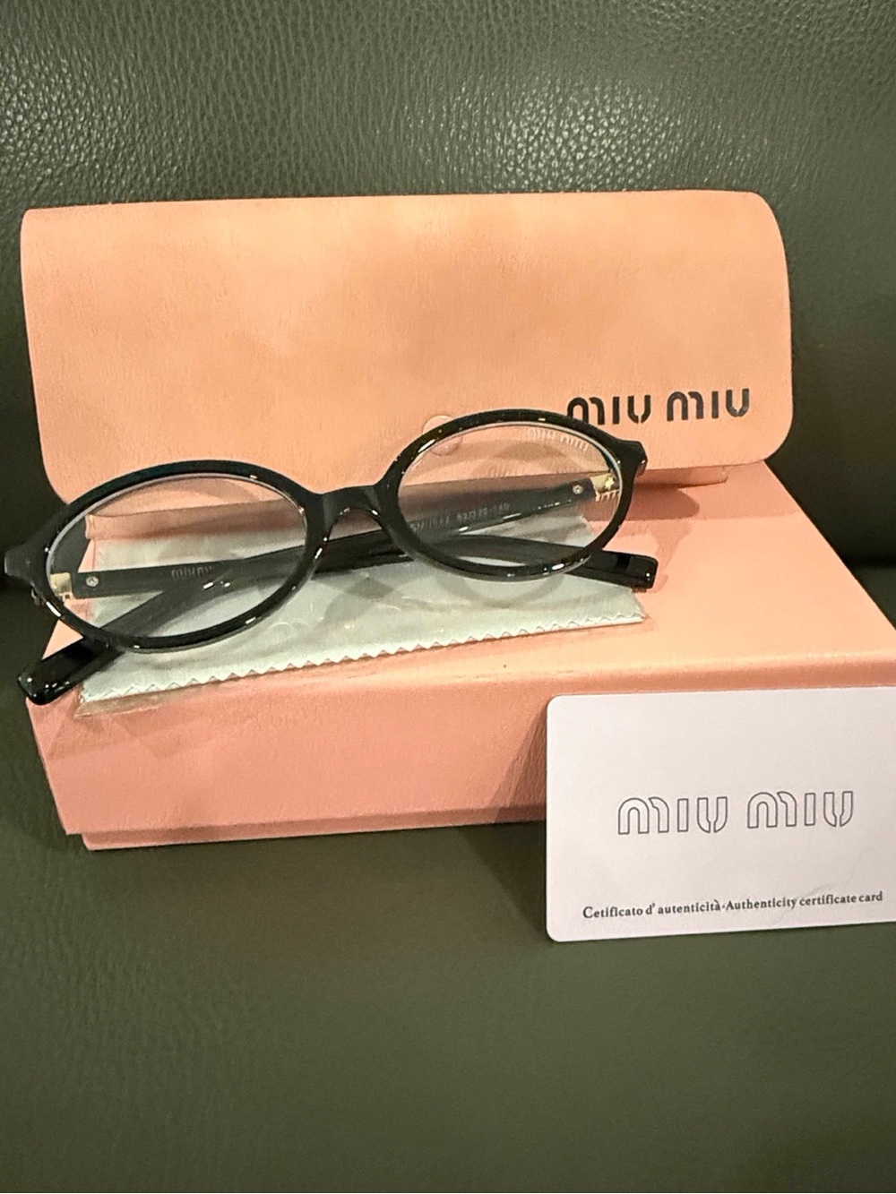 Miu Miu Black Round Optical Glasses with Case